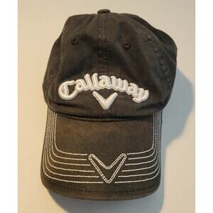 CALLAWAY Black Baseball Cap Raised Embroidered Logo Adjustable Strap WEIS